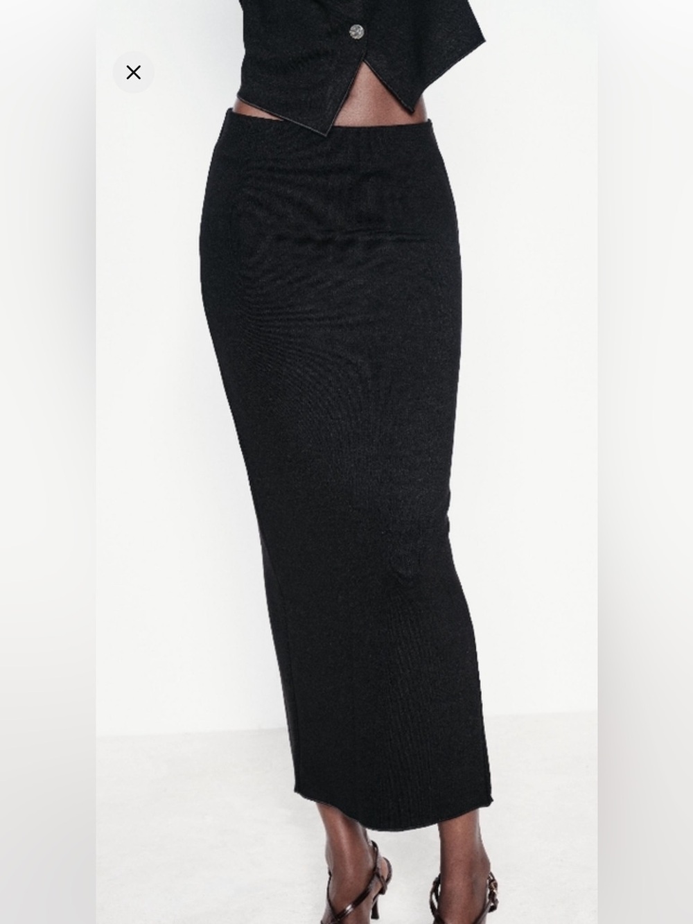 NWT Zara Black Stretchy Maxi Midi Skirt